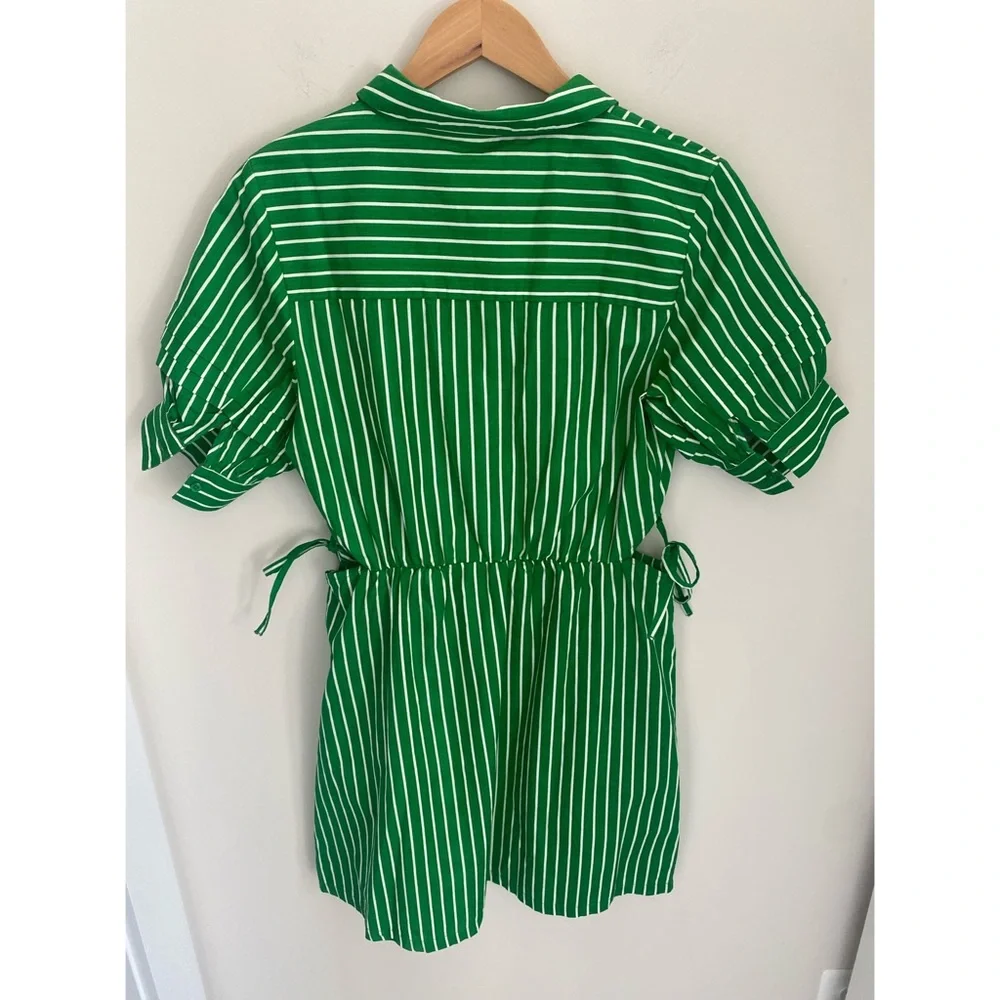 NWT Walter Baker green‎ and white striped meera dress size large